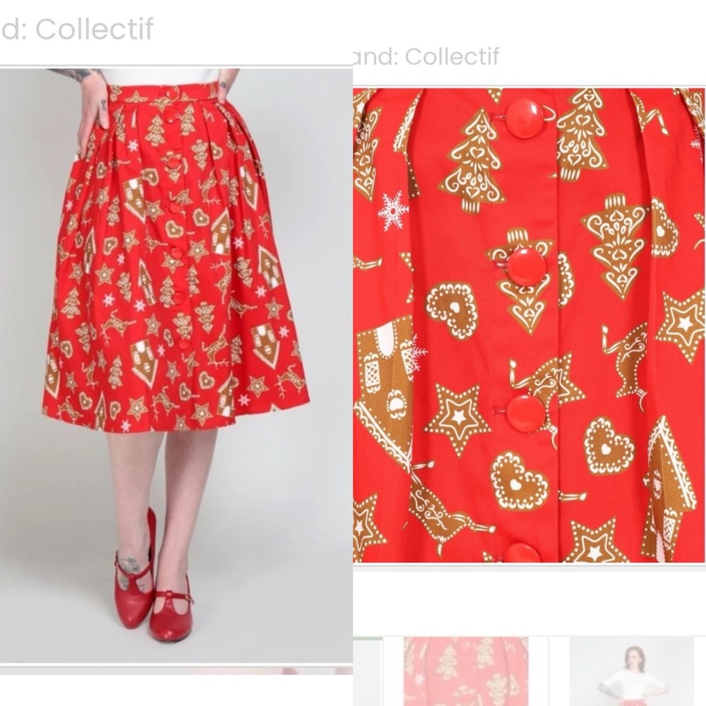 ⭐️2/$77⭐️NWT Collectif Womenswear Gingerbread Cookies Swing Skirt